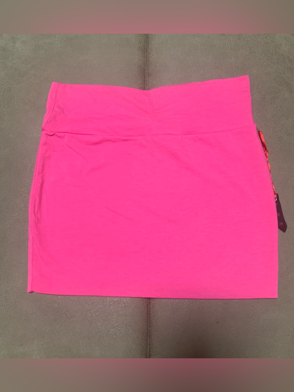 Poof Apparel Womens Pink Soft cross front waist Stretch Mini Skirt NEW - Picture 5 of 6